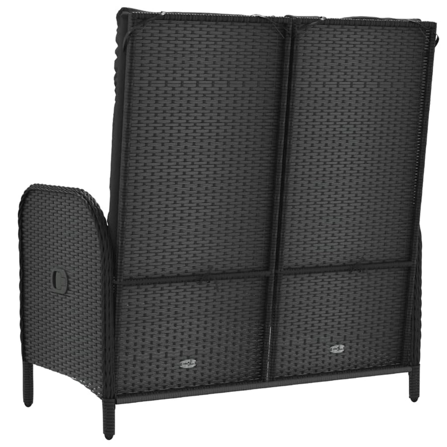 Tuinbank Verstelbaar Met Kussens 07 Cm Poly Rattan Zwart