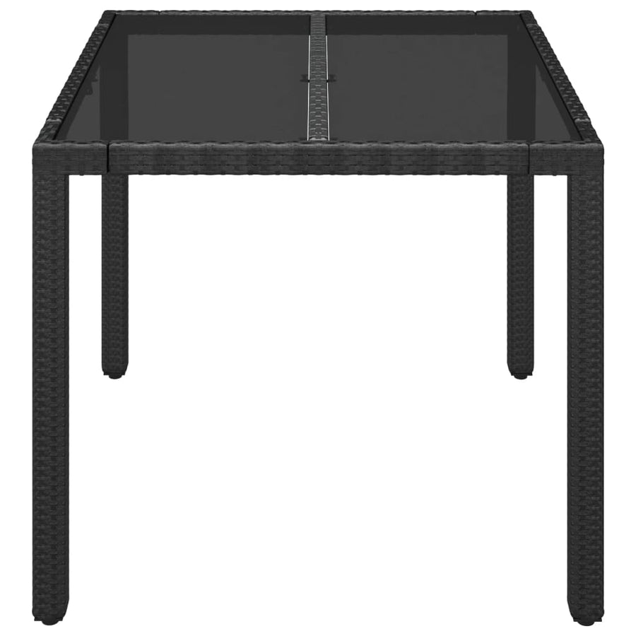 Tuintafel Met Poly Rattan Zwart 90 x 90 x 75 cm Glazen blad