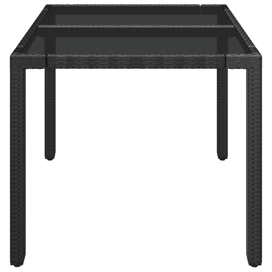 Tuintafel Met Poly Rattan Zwart 90 x 90 x 75 cm Glazen blad