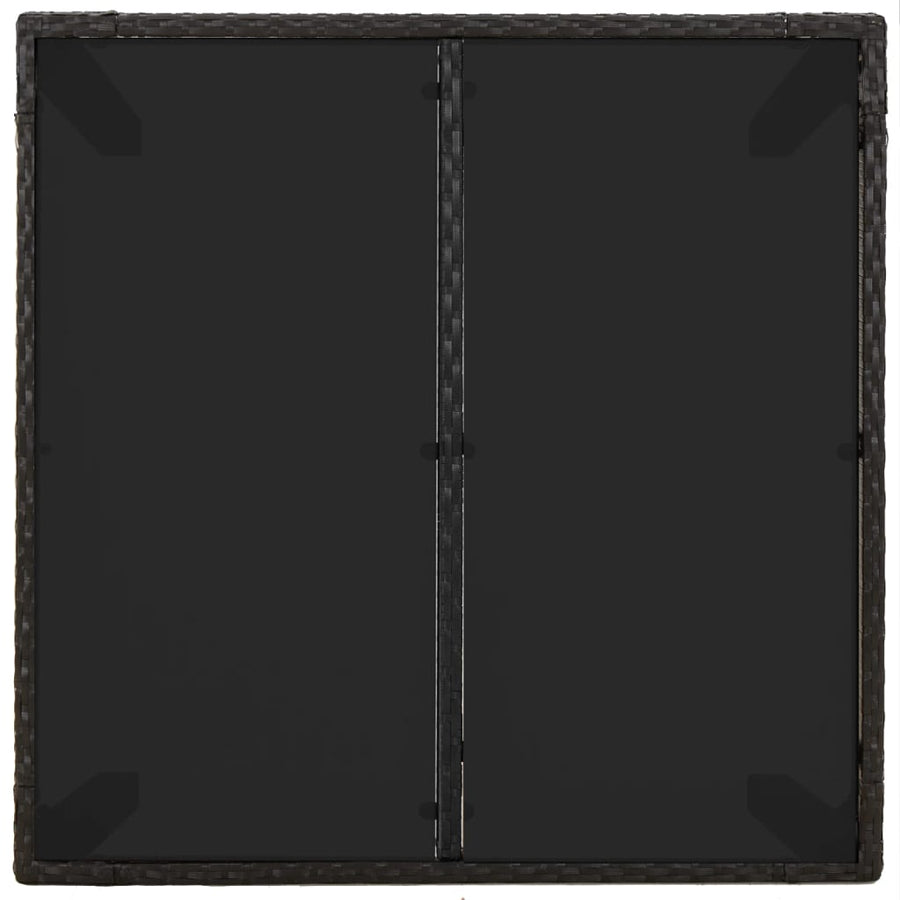 Tuintafel Met Poly Rattan Zwart 90 x 90 x 75 cm Glazen blad