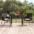 Garden table with glass top 90x90x75 cm poly rattan