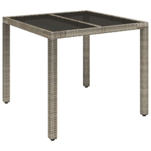 Tuintafel met glazen blad 90x90x75 cm poly rattan grijs 90 x 90 x 75 cm Glazen blad