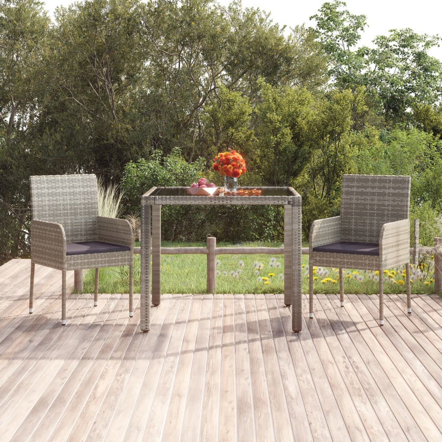 Tuintafel Met Houten Blad 190X90X75 Cm Poly Rattan Grijs