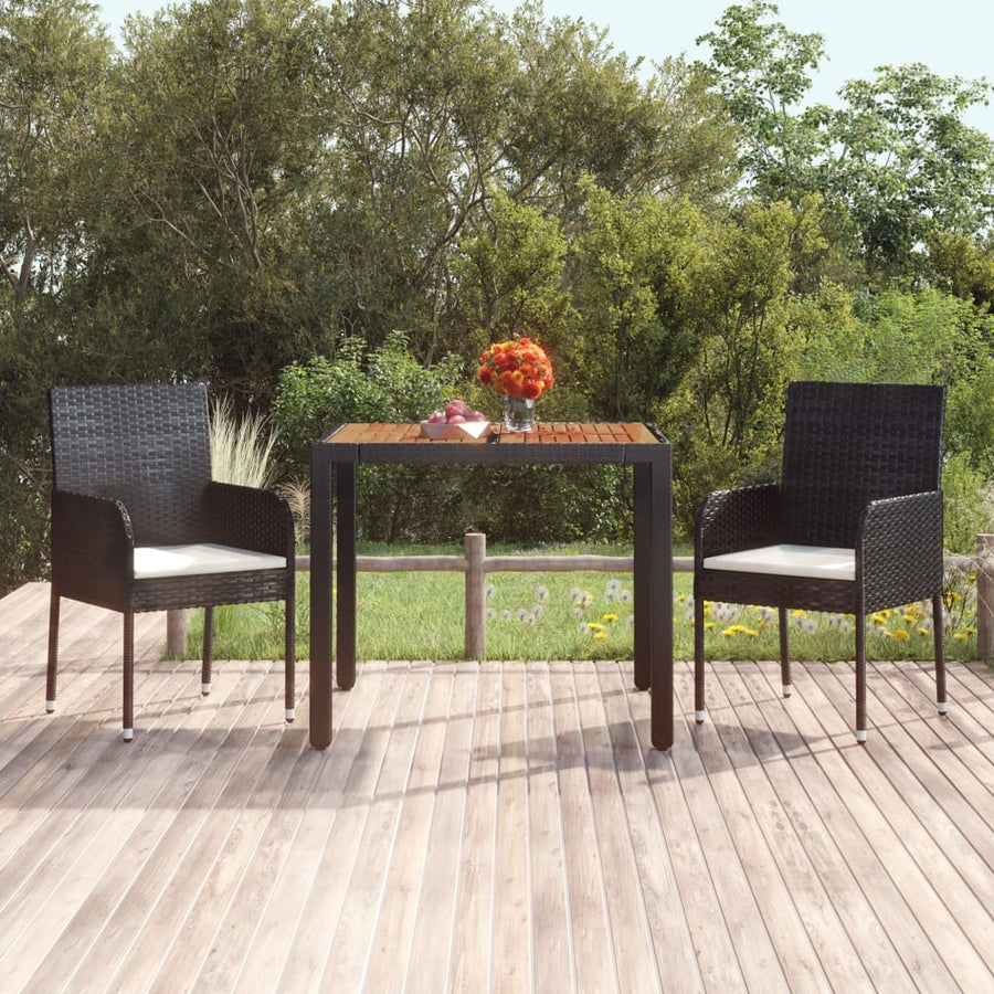Tuintafel met poly rattan 90 x 90 x 75 cm Houten blad
