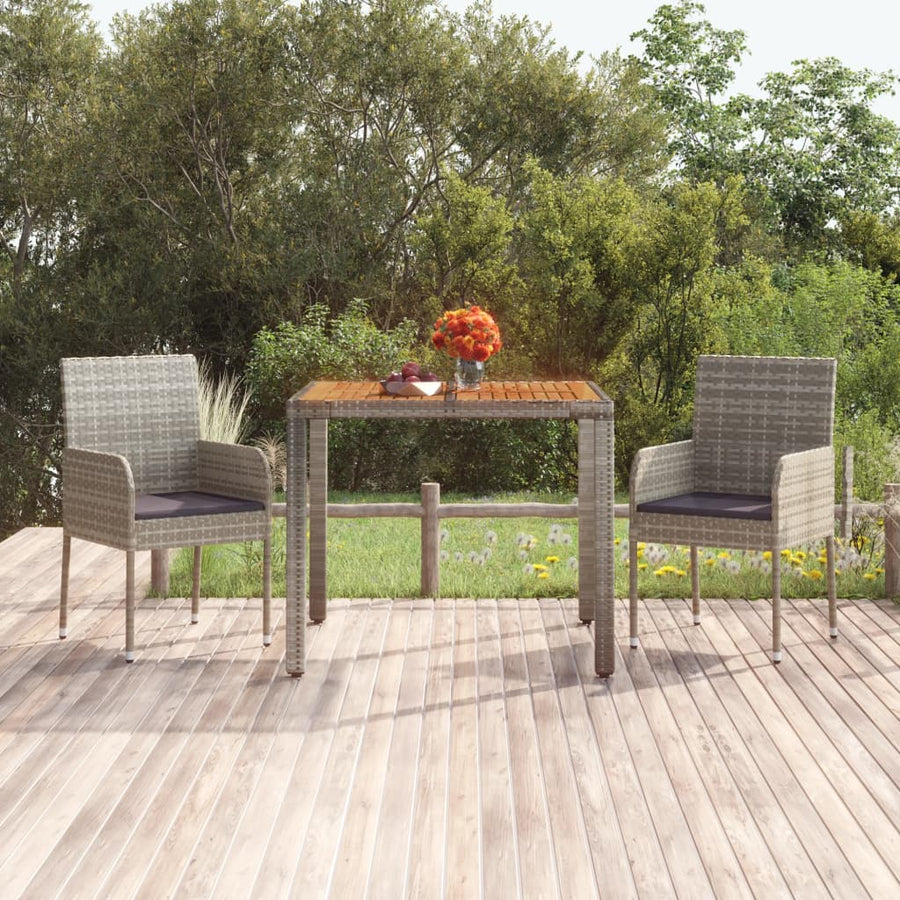 Tuintafel Met Poly Rattan Grijs 90 x 90 x 75 cm