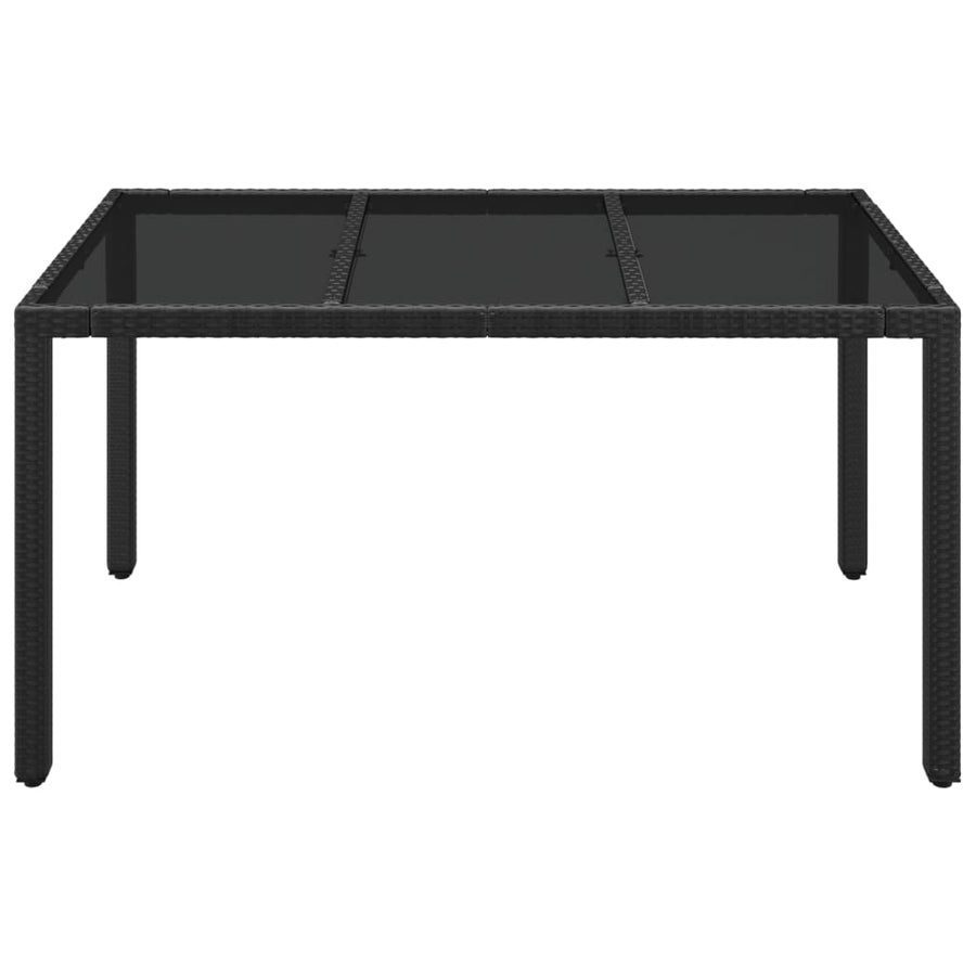 Tuintafel met poly rattan 150 x 90 x 75 cm Glazen blad