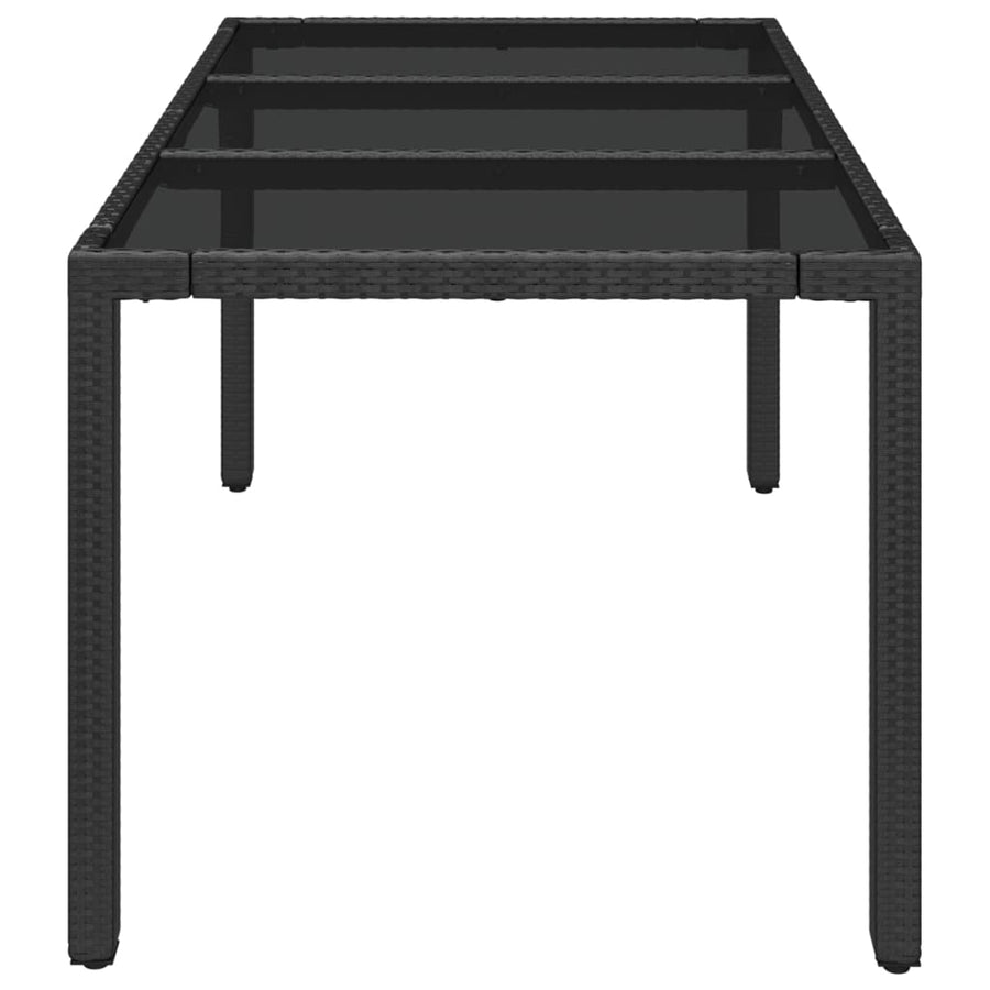 Tuintafel met poly rattan 150 x 90 x 75 cm Glazen blad