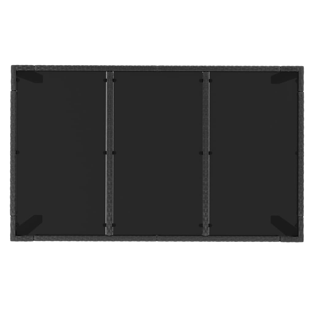 Tuintafel met poly rattan 150 x 90 x 75 cm Glazen blad