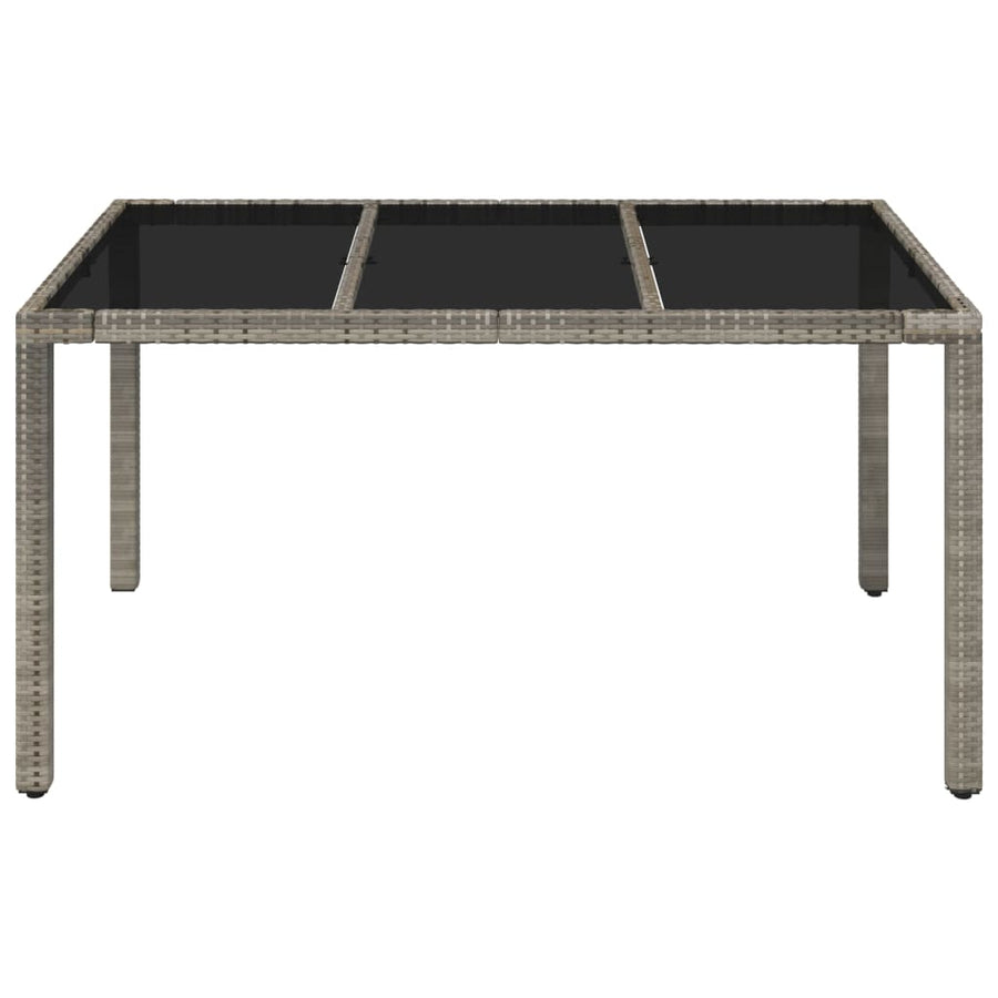 Tuintafel Met Poly Rattan Grijs 150 x 90 x 75 cm Glazen blad