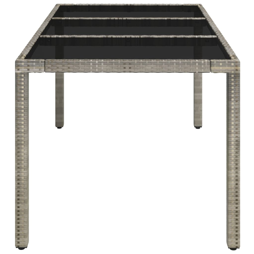 Tuintafel Met Poly Rattan Grijs 150 x 90 x 75 cm Glazen blad