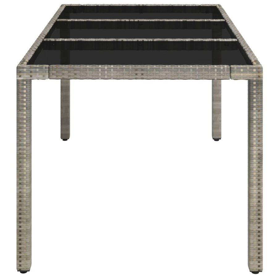 Tuintafel Met Poly Rattan Grijs 150 x 90 x 75 cm Glazen blad