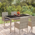 Garden Table with Glass Top 150x90x75 cm Polyrattan Grey