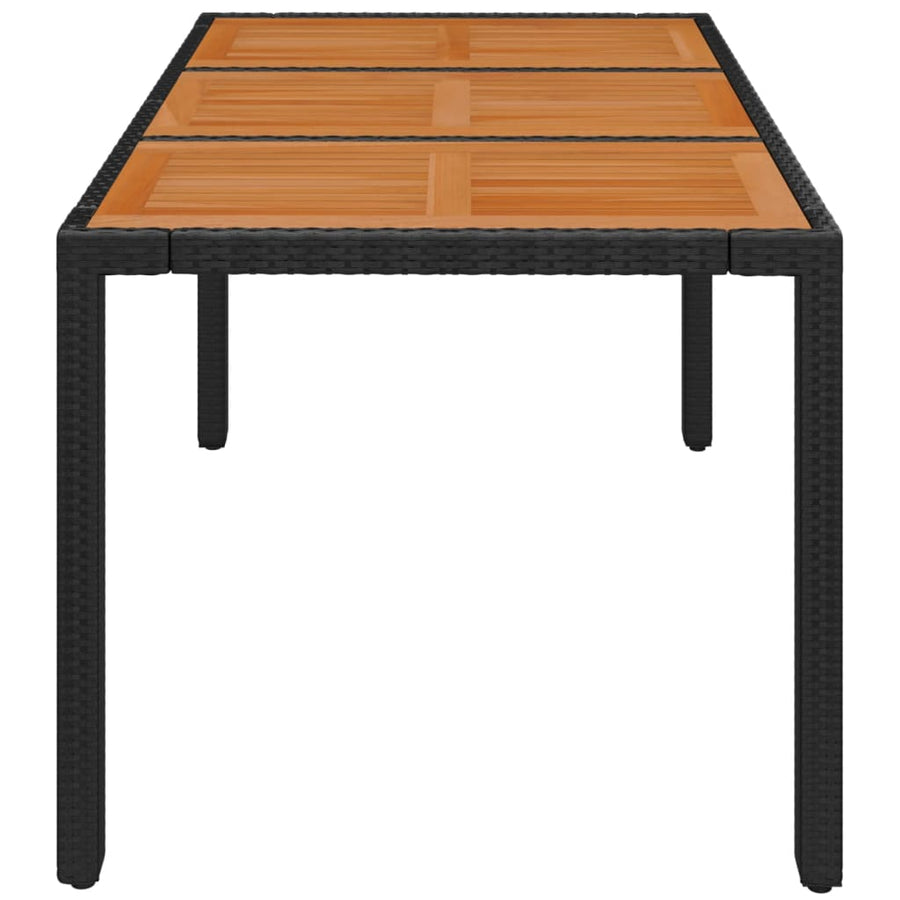 Tuintafel Met Houten Blad 150X90X75 Cm Poly Rattan Zwart