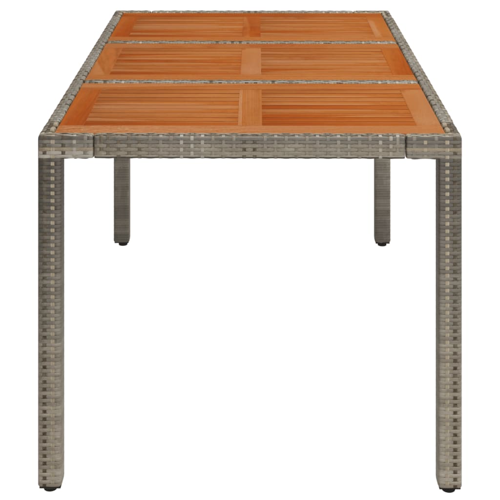 Tuintafel Met Houten Blad 150X90X75 Cm Poly Rattan Grijs