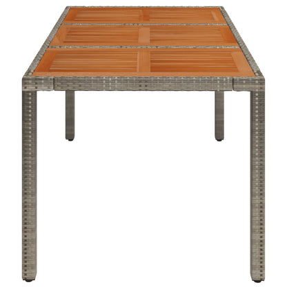 Tuintafel Met Houten Blad 150X90X75 Cm Poly Rattan Grijs