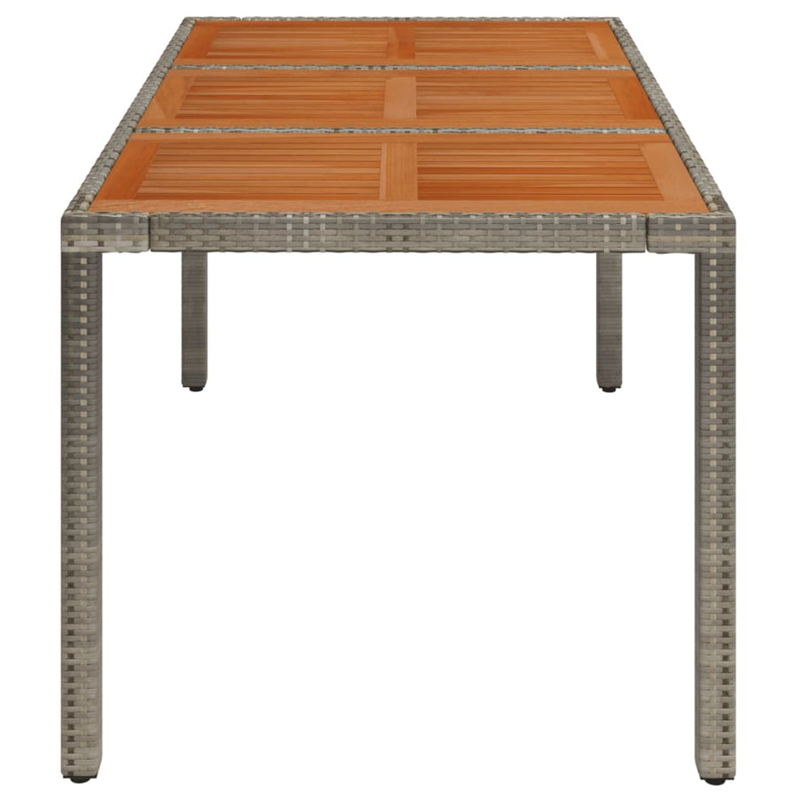 Tuintafel Met Houten Blad 150X90X75 Cm Poly Rattan Grijs