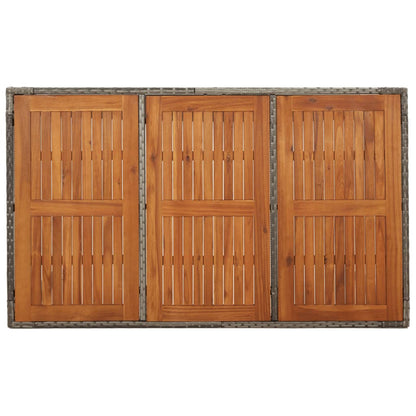 Tuintafel Met Houten Blad 150X90X75 Cm Poly Rattan Grijs