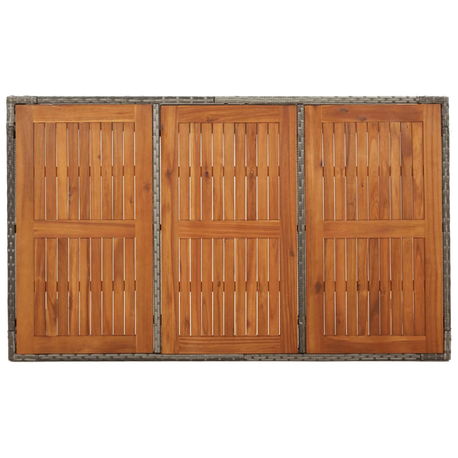 Tuintafel Met Houten Blad 150X90X75 Cm Poly Rattan Grijs