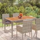 Tuintafel 150x90x75 cm poly rattan acaciahout grijs