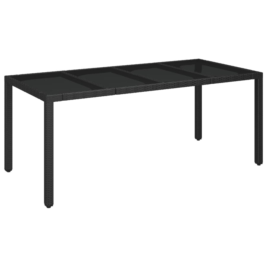 Tuintafel met poly rattan 190 x 90 x 75 cm Glazen blad