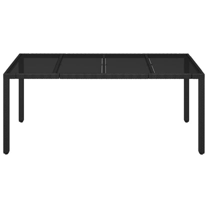 Tuintafel met poly rattan 190 x 90 x 75 cm Glazen blad