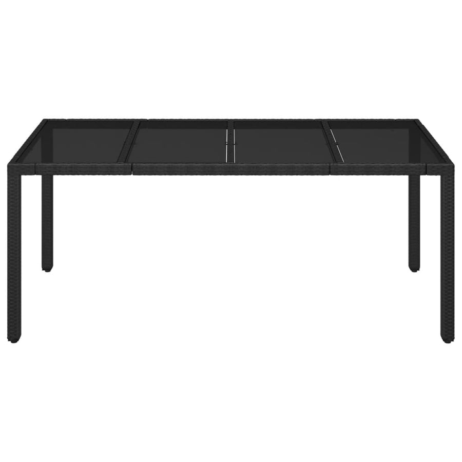 Tuintafel met poly rattan 190 x 90 x 75 cm Glazen blad