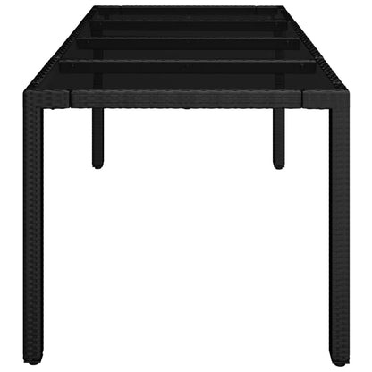 Tuintafel met poly rattan 190 x 90 x 75 cm Glazen blad