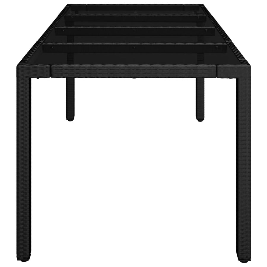 Tuintafel met poly rattan 190 x 90 x 75 cm Glazen blad