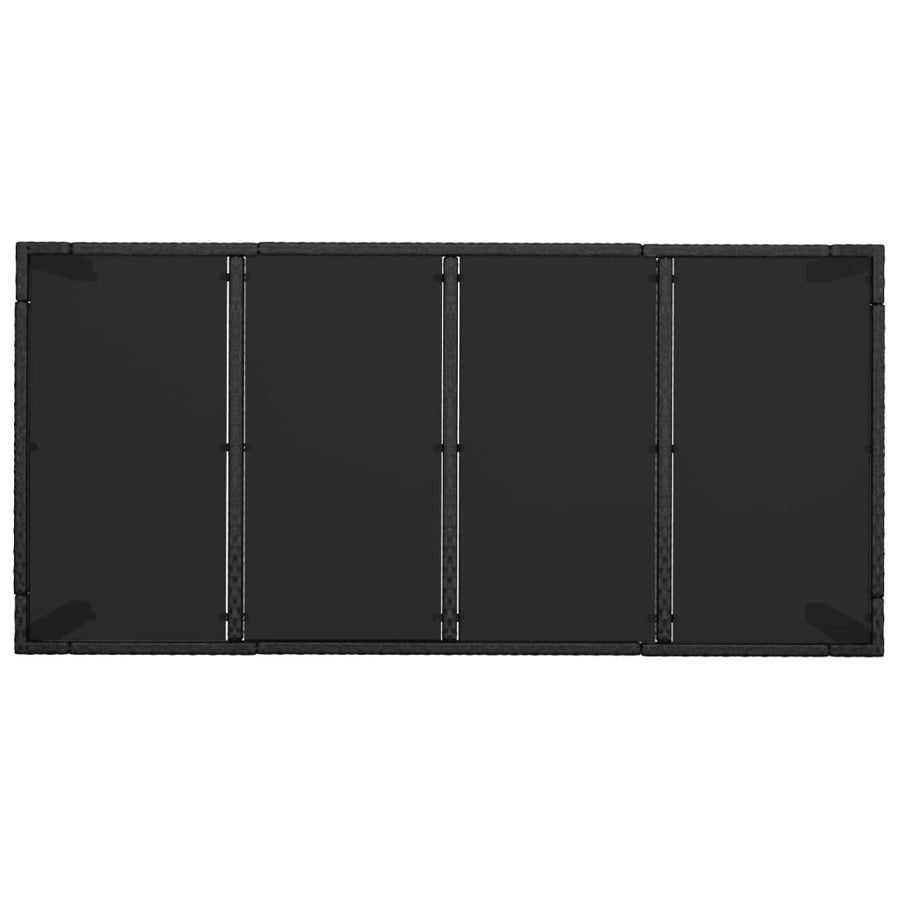 Tuintafel met poly rattan 190 x 90 x 75 cm Glazen blad