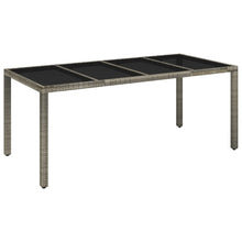 Tuintafel met glazen blad 190x90x75 cm poly rattan grijs 190 x 90 x 75 cm Glazen blad