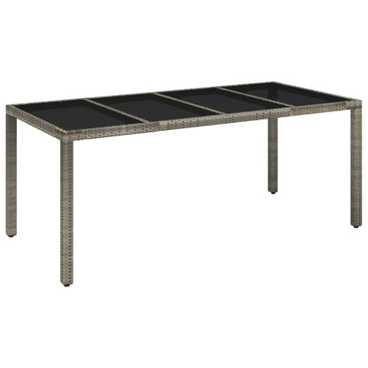 Tuintafel met glazen blad 190x90x75 cm poly rattan grijs 190 x 90 x 75 cm Glazen blad