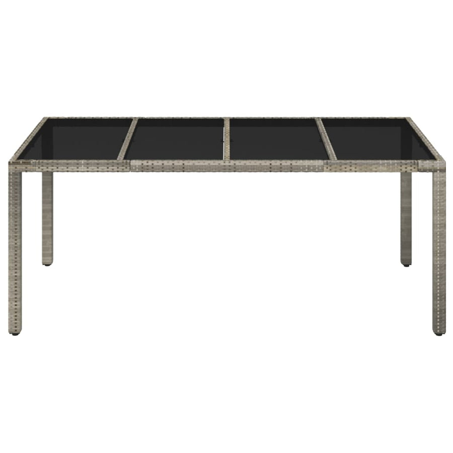 Tuintafel met glazen blad 190x90x75 cm poly rattan grijs 190 x 90 x 75 cm Glazen blad