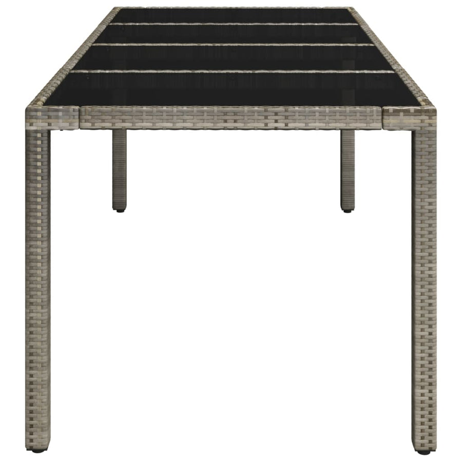 Tuintafel met glazen blad 190x90x75 cm poly rattan grijs 190 x 90 x 75 cm Glazen blad