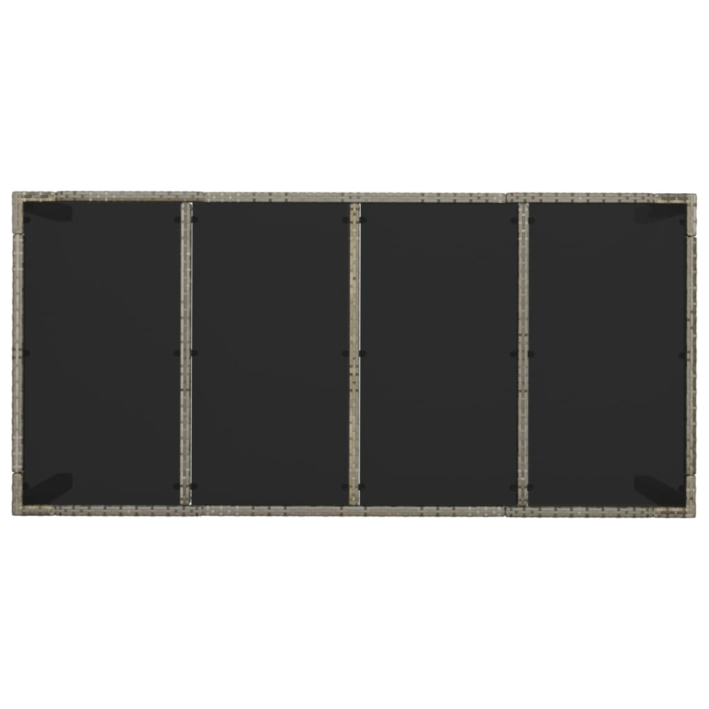 Tuintafel met glazen blad 190x90x75 cm poly rattan grijs 190 x 90 x 75 cm Glazen blad