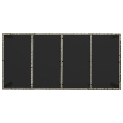 Tuintafel met glazen blad 190x90x75 cm poly rattan grijs 190 x 90 x 75 cm Glazen blad