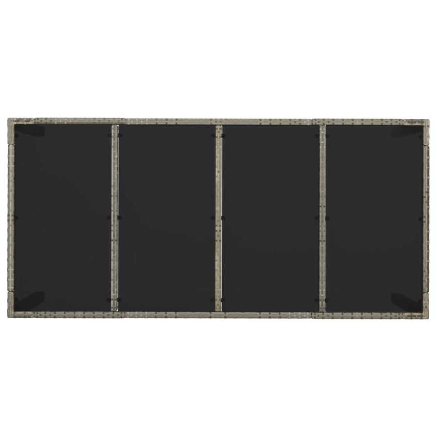 Tuintafel met glazen blad 190x90x75 cm poly rattan grijs 190 x 90 x 75 cm Glazen blad