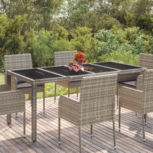 Tuintafel met glazen blad 190x90x75 cm poly rattan grijs 190 x 90 x 75 cm Glazen blad