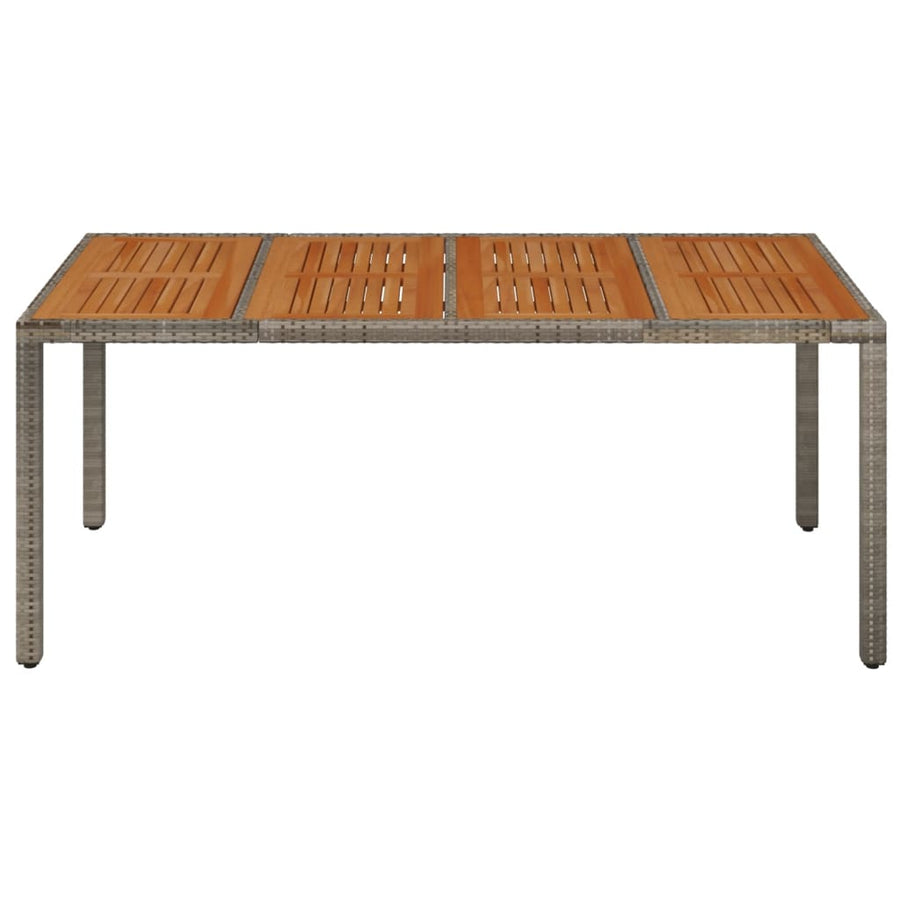 Tuintafel met houten blad 190x90x75 cm poly rattan grijs 190 x 90 x 75 cm Houten blad