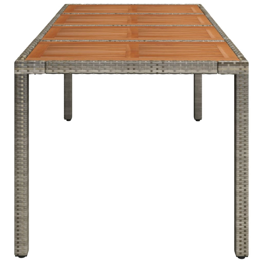 Tuintafel met houten blad 190x90x75 cm poly rattan grijs 190 x 90 x 75 cm Houten blad