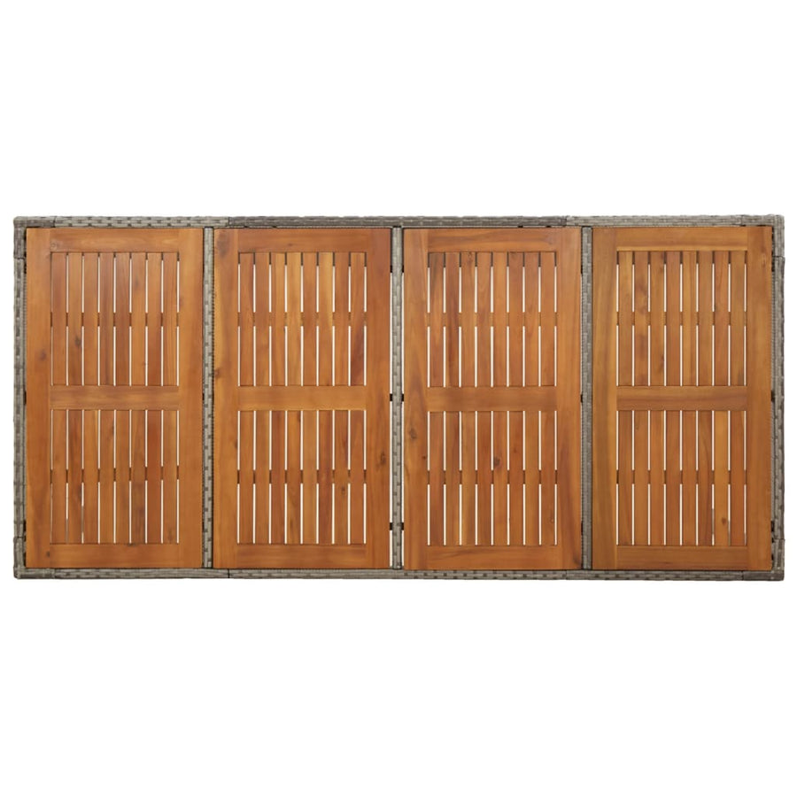 Tuintafel met houten blad 190x90x75 cm poly rattan grijs 190 x 90 x 75 cm Houten blad