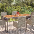 Tuintafel met houten blad 190x90x75 cm poly rattan grijs 190 x 90 x 75 cm Houten blad