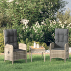 -Delige Loungeset Met Kussens Poly Rattan Grijs