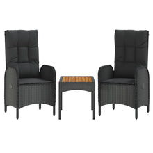 -Delige Loungeset Met Kussens Poly Rattan Zwart