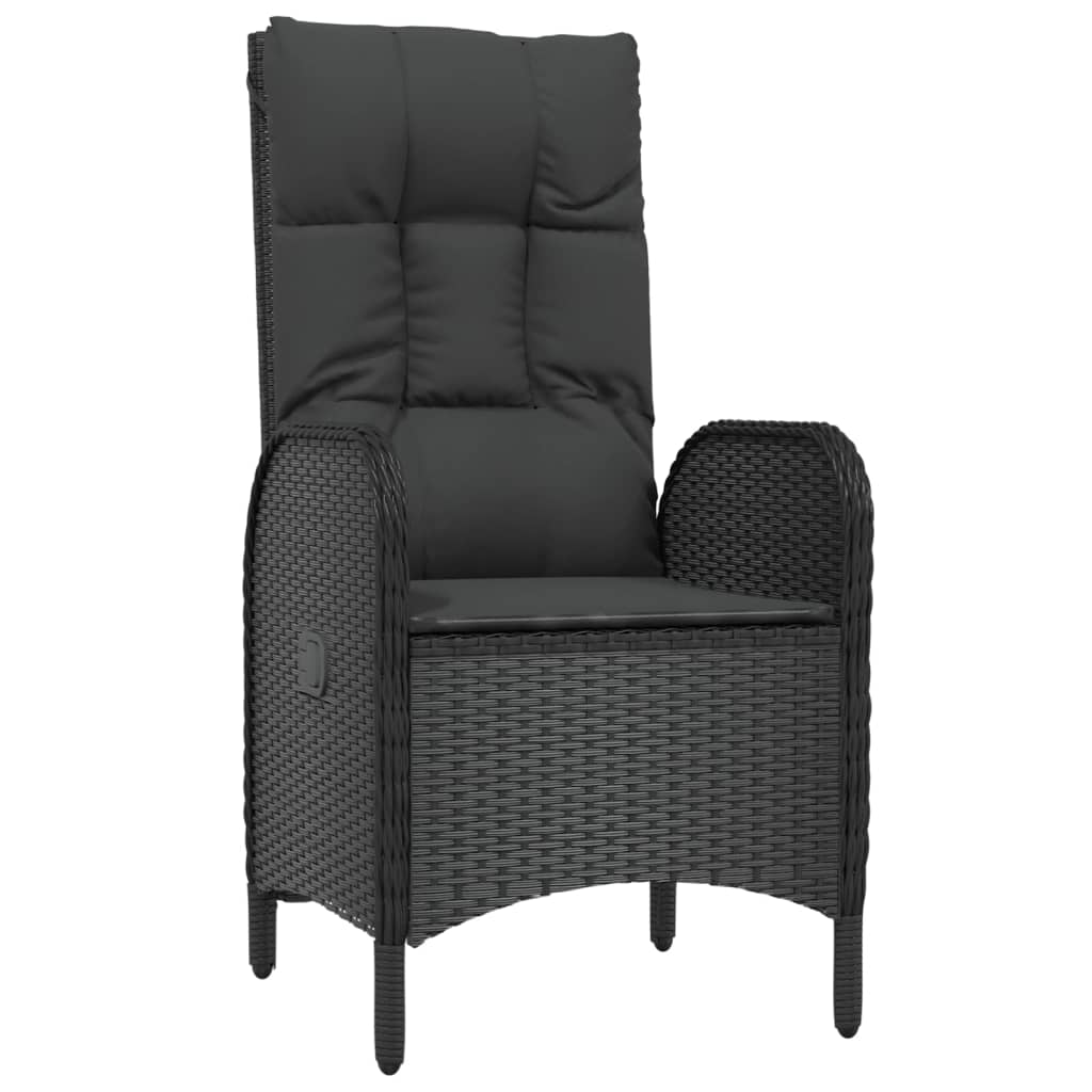 -Delige Loungeset Met Kussens Poly Rattan Zwart
