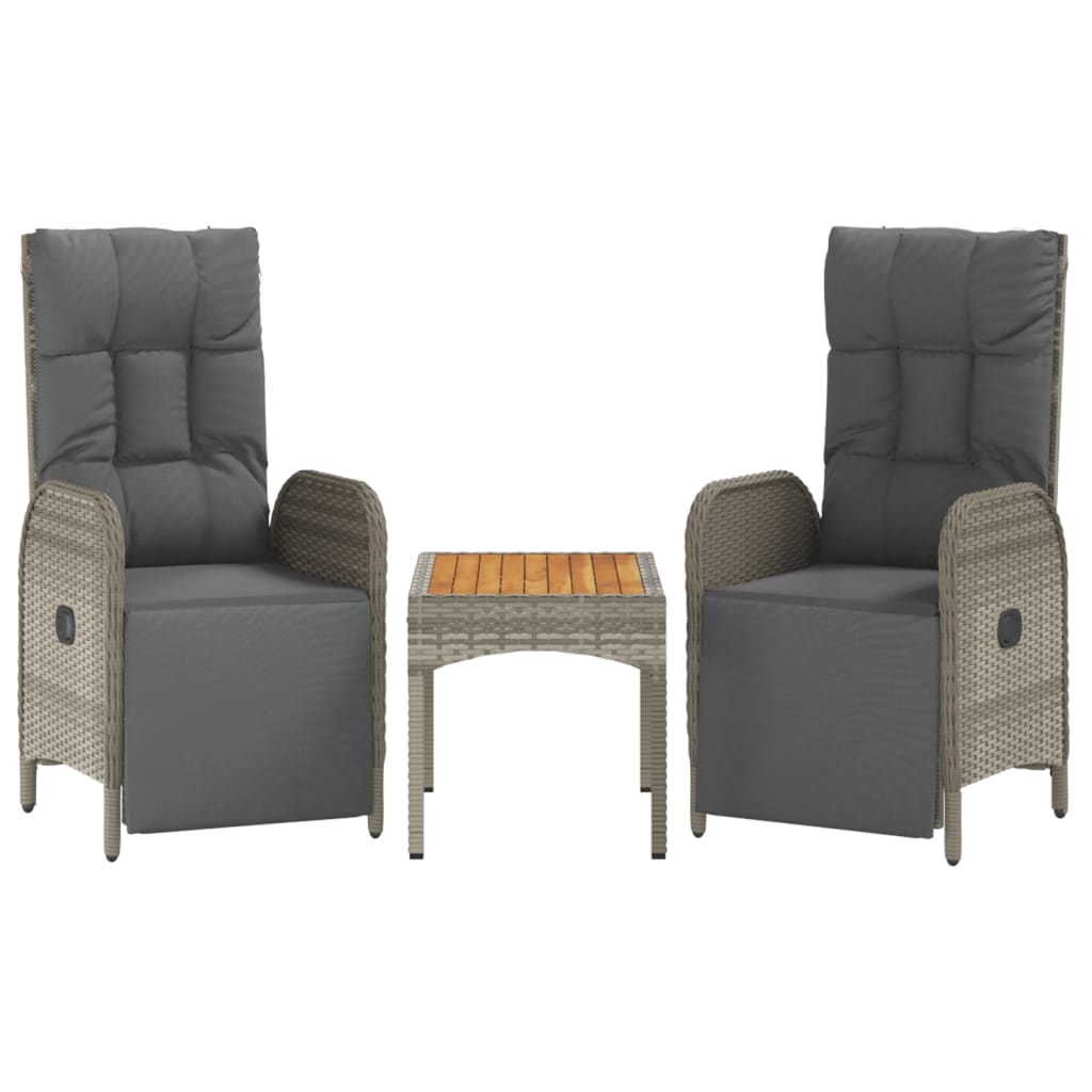 Tuinstoelen 2 St Verstelbaar Met Tafel Poly Rattan Grijs