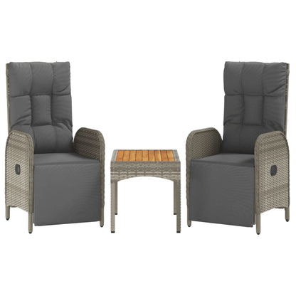 Tuinstoelen 2 St Verstelbaar Met Tafel Poly Rattan Grijs