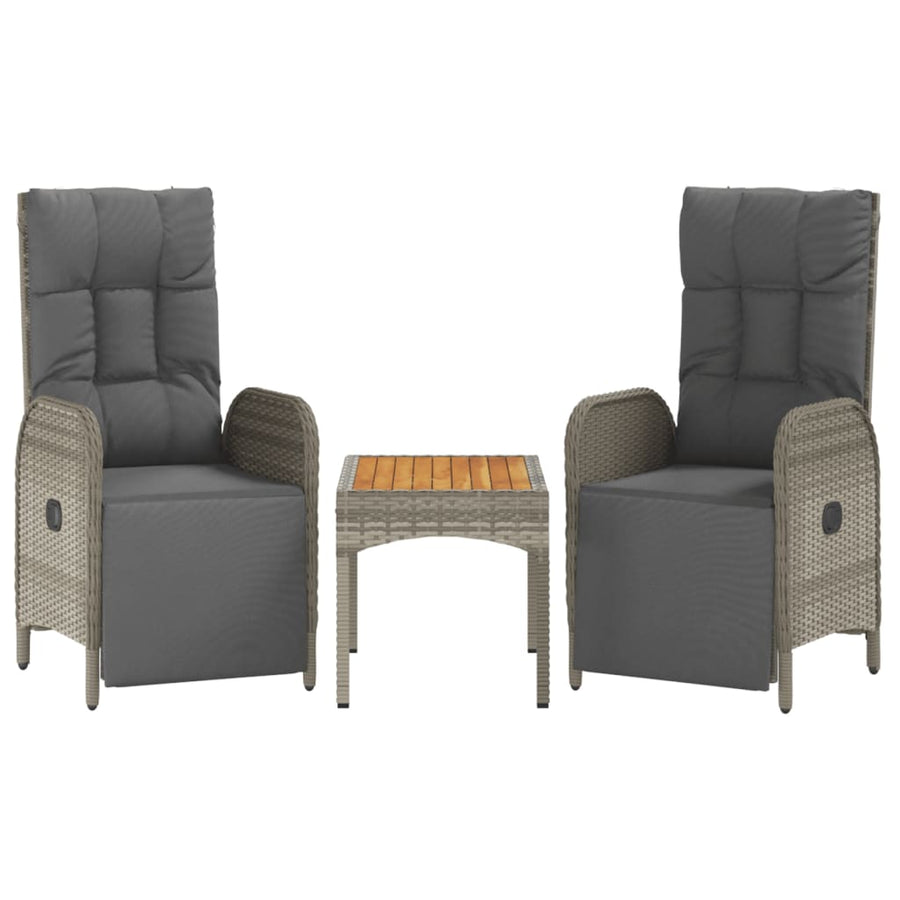 Tuinstoelen 2 St Verstelbaar Met Tafel Poly Rattan Grijs