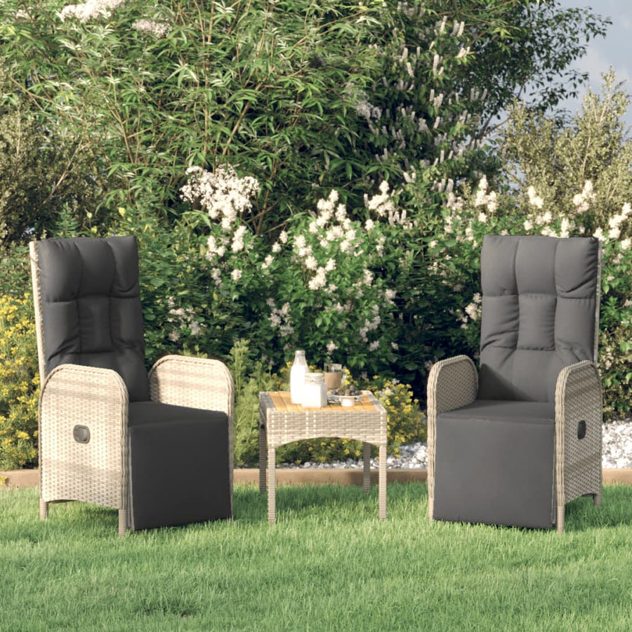 Tuinstoelen 2 St Verstelbaar Met Tafel Poly Rattan Grijs