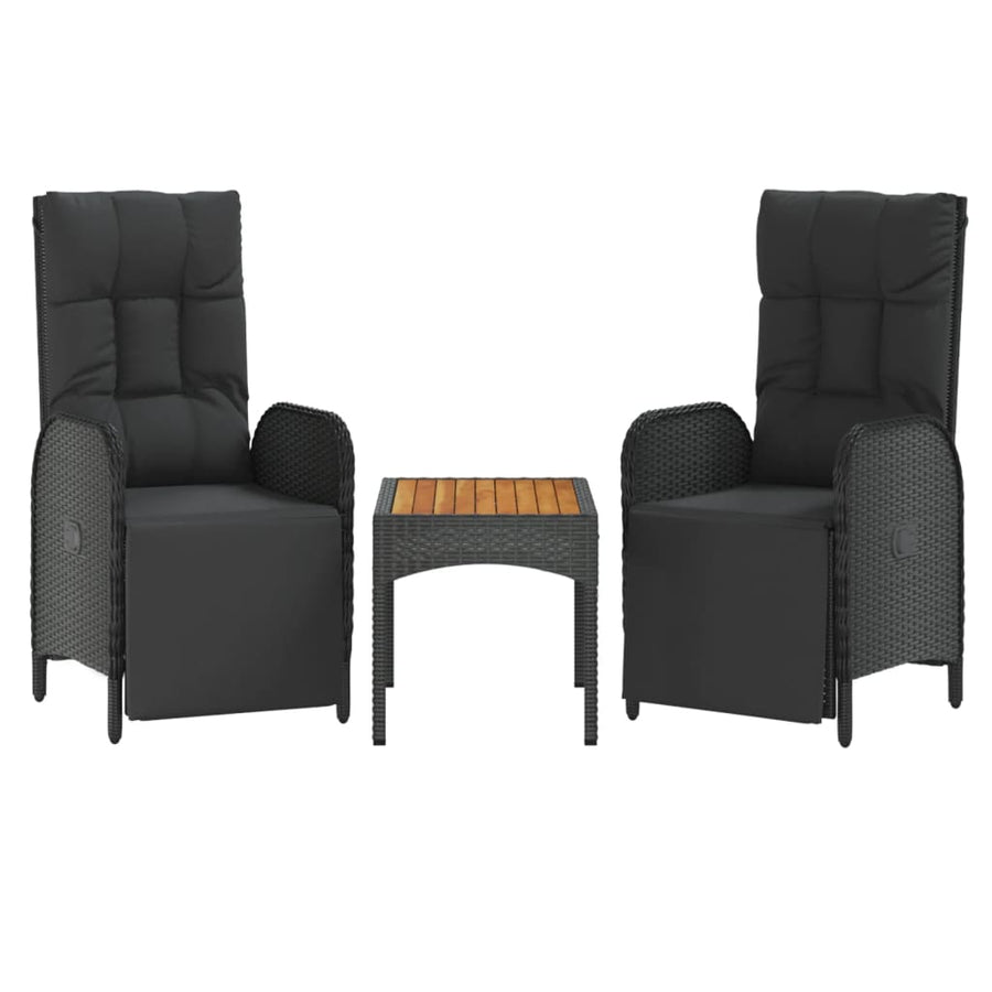 Tuinstoelen 2 St Verstelbaar Met Tafel Poly Rattan Zwart