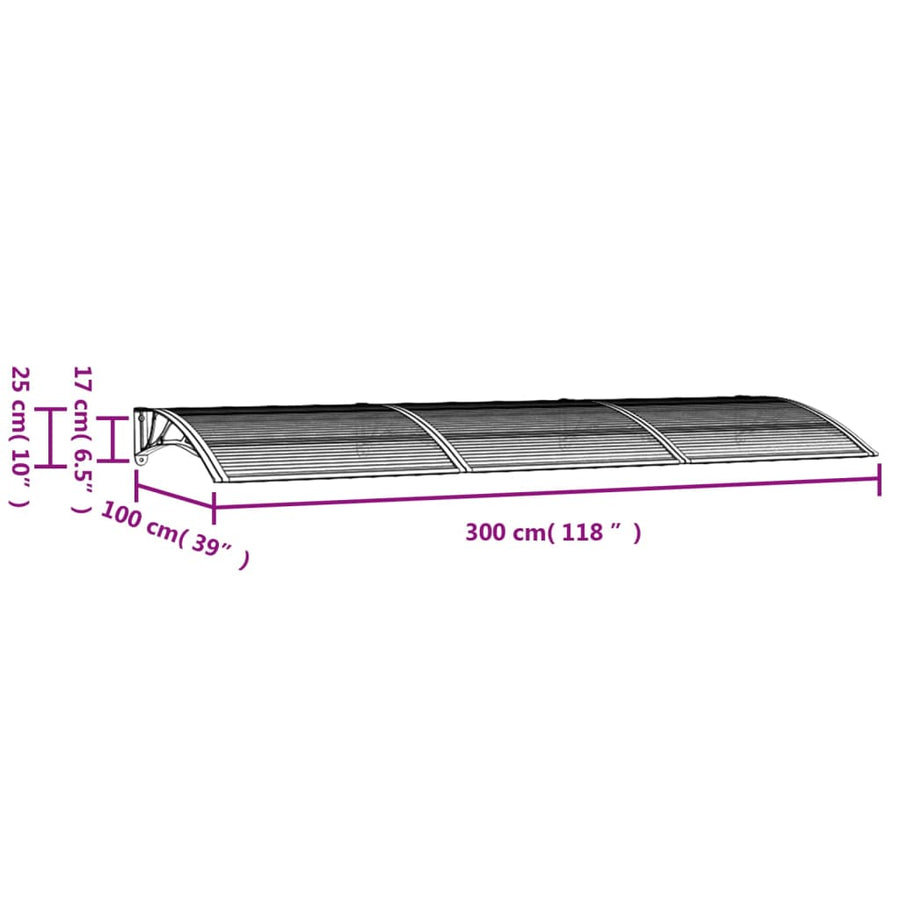 Deurluifel 300X100 Cm Polycarbonaat Zwart